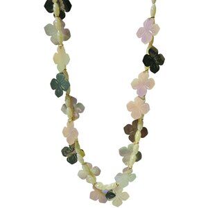 Boho Flower Shaped Metallic Beaded Necklace Iridescent Finish Fashion Jewelry